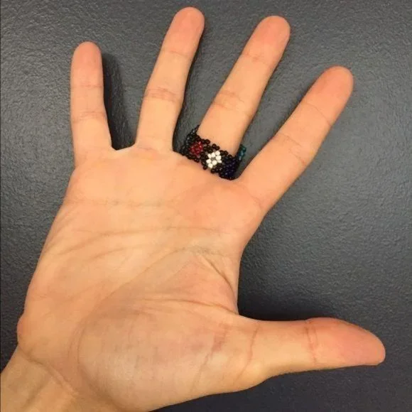 Hand Beaded Ring Floral Mexican Artisanal Color B - Picture 3 of 3